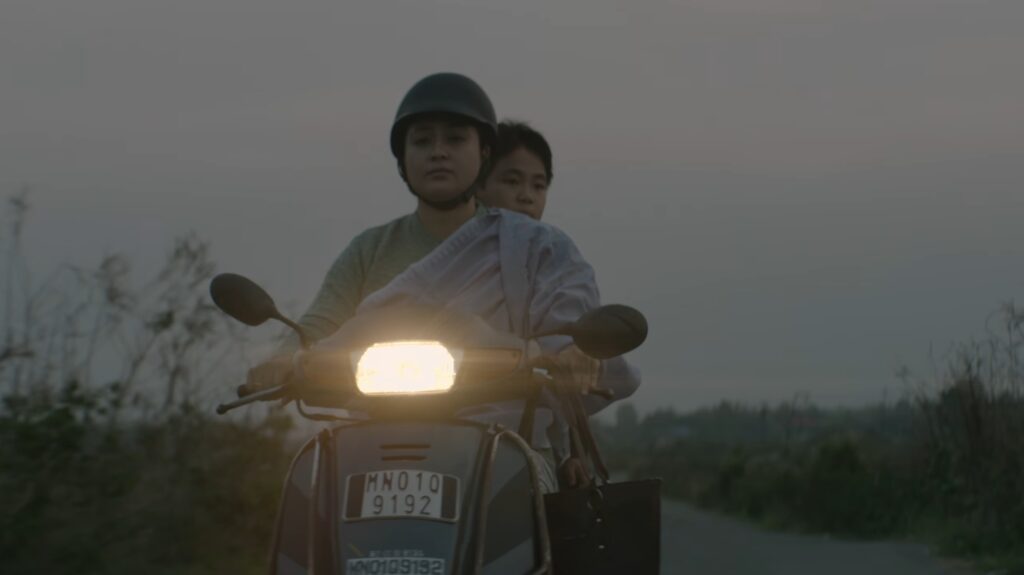 Emotional scene between mother and son in the Manipuri film Boong