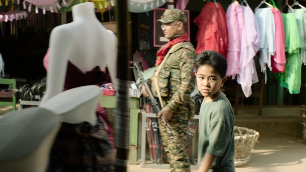 Gugun Kipgen performing in a scene from the Manipuri movie Boong